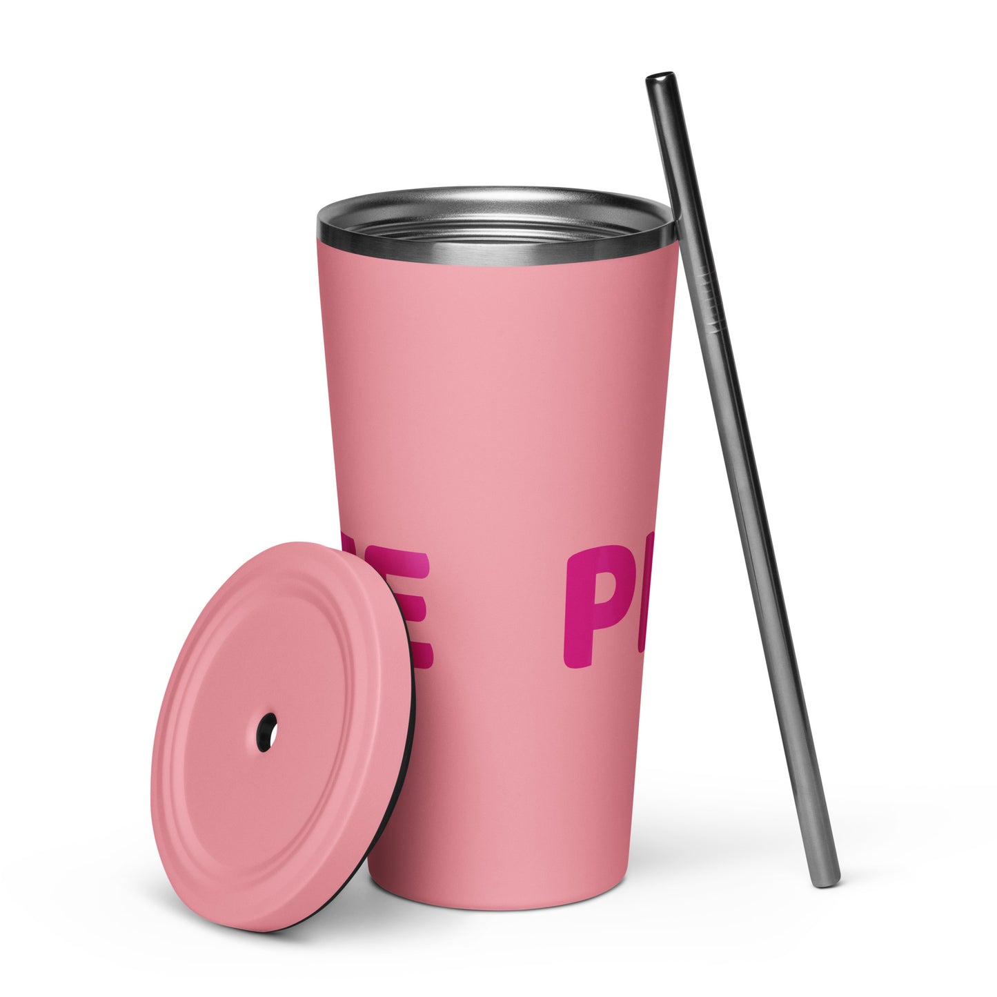 Insulated tumbler with a straw