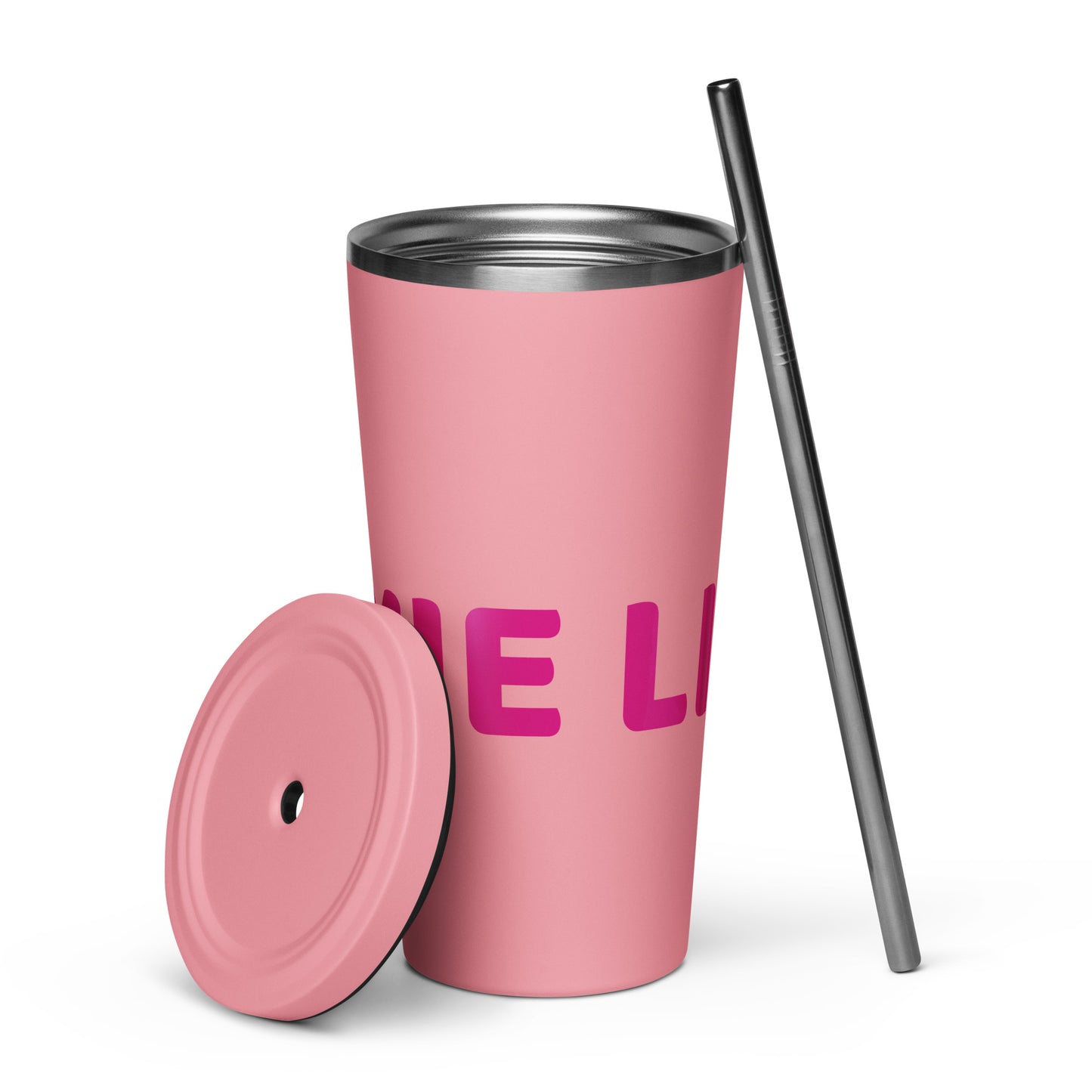 Insulated tumbler with a straw