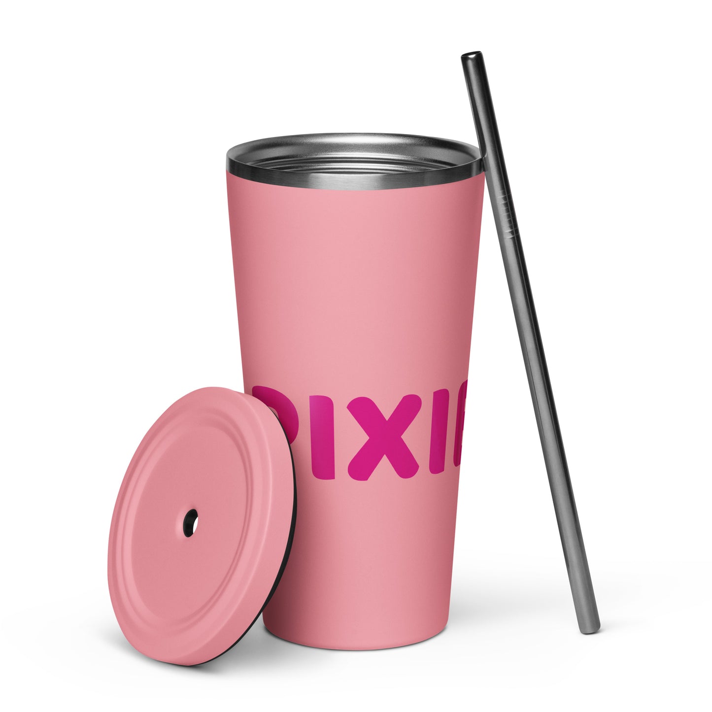 Insulated tumbler with a straw